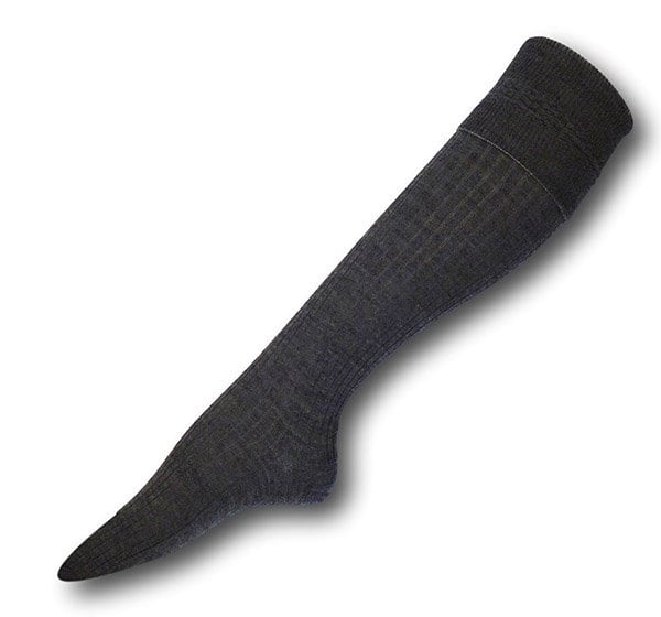 Knee Length Plain Mid Grey Wool Socks | Albert Prendergast