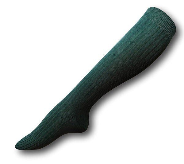 Ladies / Girls Knee Length Bottle Green Ribbed Socks | Albert Prendergast