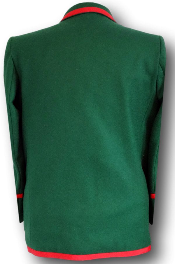 Bottle Green 3 Button Wool Flannel Blazer With Red Braiding | Albert ...