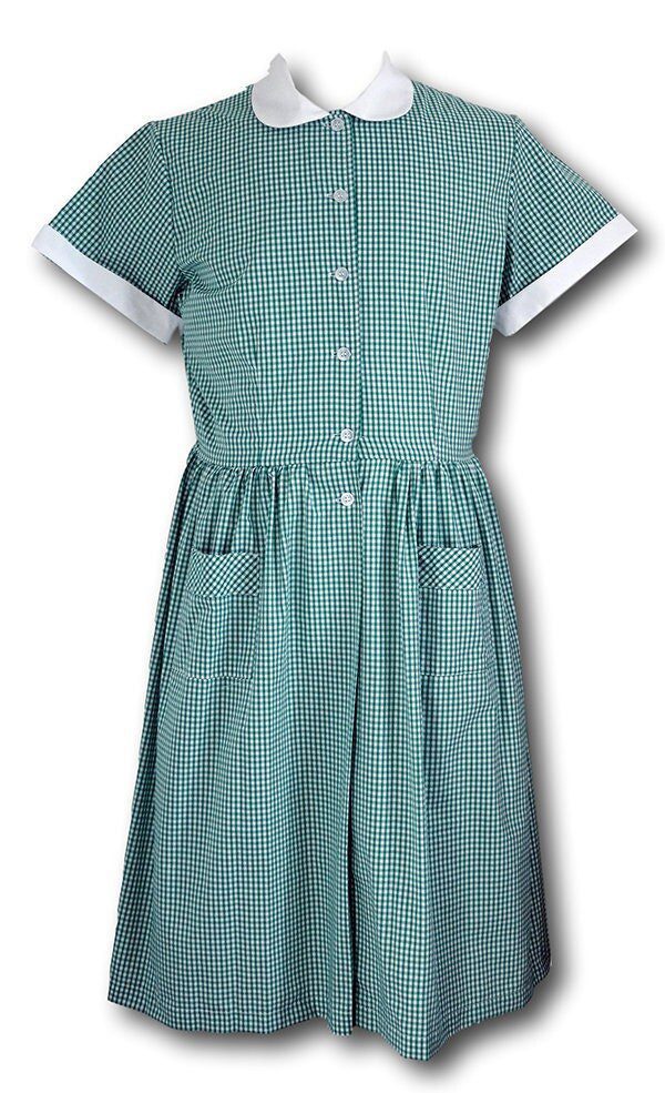Traditional Bottl Green Gingham Summer Dress | Albert Prendergast