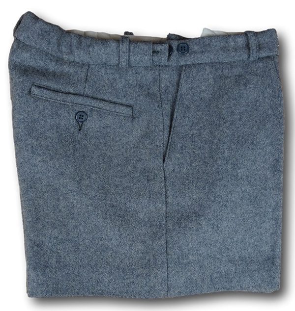 Grey Wool Flannel Short Trousers With A Button Fly 35